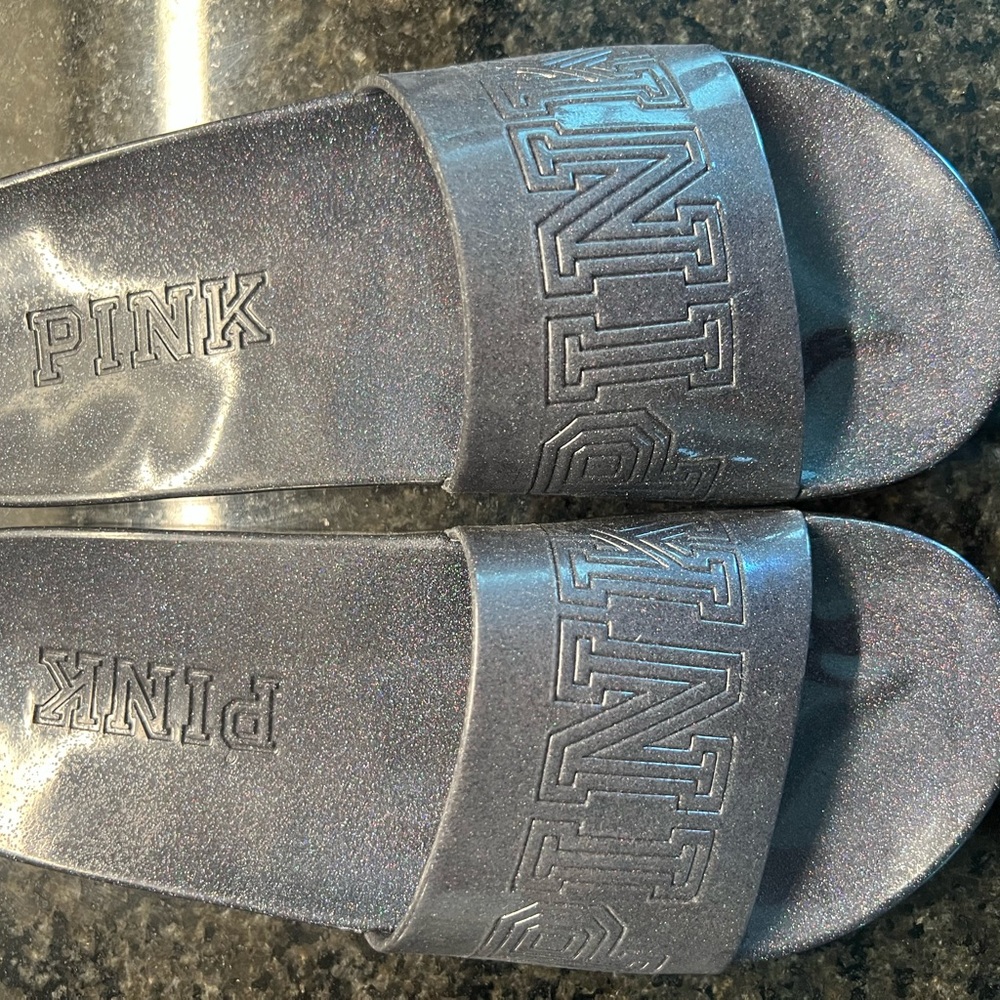 Pink Metallic Slide Sandals